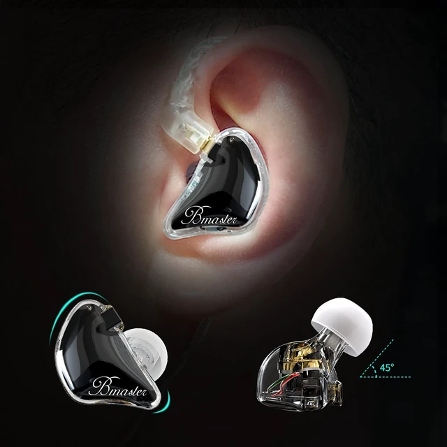 Alt view image 2 of 7 - BASN Bmaster Triple Drivers in Ear Monitor Headphone (Black) | sound isolation iem with two detachable mmcx cables,carrying kit fit, ideal for audio engineer musician
