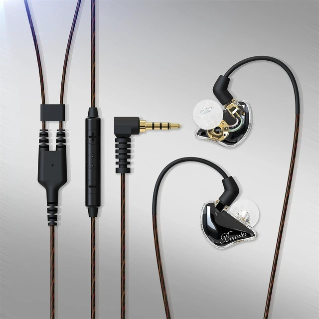 Alt view image 5 of 7 - BASN Bmaster Triple Drivers in Ear Monitor Headphone (Black) | sound isolation iem with two detachable mmcx cables,carrying kit fit, ideal for audio engineer musician