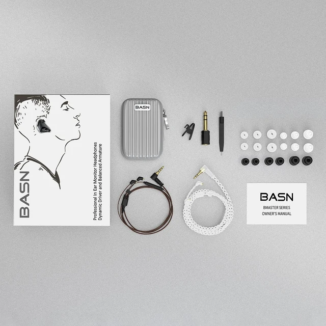 Alt view image 6 of 7 - BASN Bmaster Triple Drivers in Ear Monitor Headphone (Black) | sound isolation iem with two detachable mmcx cables,carrying kit fit, ideal for audio engineer musician