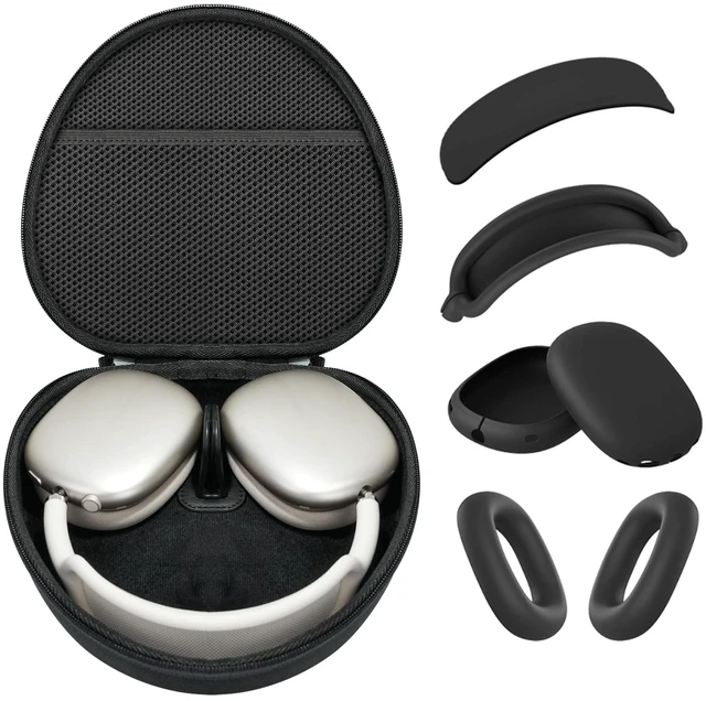 Main image of Hard Case for AirPods Max 2 Supports Sleep Mode, Travel Carrying Headphone Case with AirPods Max Silicone Earpad Case/Ear Cups/Headband Cover, AirPod Max 2/1 Protective Portable Storage Bag (Black)