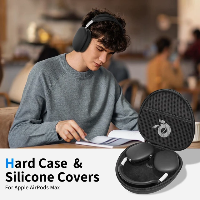 Alt view image 2 of 7 - Hard Case for AirPods Max 2 Supports Sleep Mode, Travel Carrying Headphone Case with AirPods Max Silicone Earpad Case/Ear Cups/Headband Cover, AirPod Max 2/1 Protective Portable Storage Bag (Black)