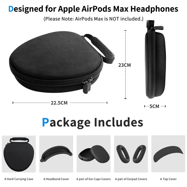 Alt view image 6 of 7 - Hard Case for AirPods Max 2 Supports Sleep Mode, Travel Carrying Headphone Case with AirPods Max Silicone Earpad Case/Ear Cups/Headband Cover, AirPod Max 2/1 Protective Portable Storage Bag (Black)