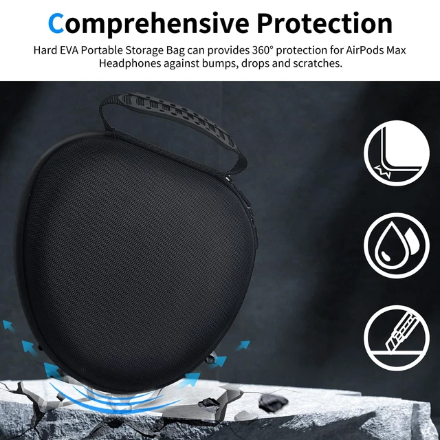 Alt view image 7 of 7 - Hard Case for AirPods Max 2 Supports Sleep Mode, Travel Carrying Headphone Case with AirPods Max Silicone Earpad Case/Ear Cups/Headband Cover, AirPod Max 2/1 Protective Portable Storage Bag (Black)