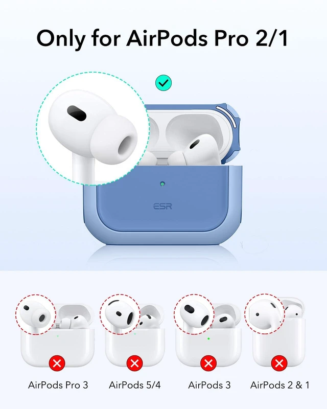 Alt view image 2 of 7 - ESR for AirPods Pro 2 Case, Compatible with MagSafe, Navy Blue | Compatible with Airpods Pro Case 2nd / 1st Generation (2023/2022/2019), Full Drop Protection Cover with Lanyard