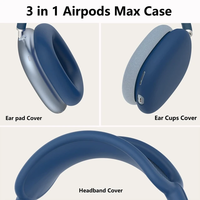 Alt view image 4 of 6 - Silicone Case Cover for AirPods Max 2 / AirPods Max Headphones (Blue) | Ear Pad Case Cover/Ear Cups Cover/Headband Cover for AirPods Max 2/1 (2026/2024/2020), Accessories for Apple AirPods Max