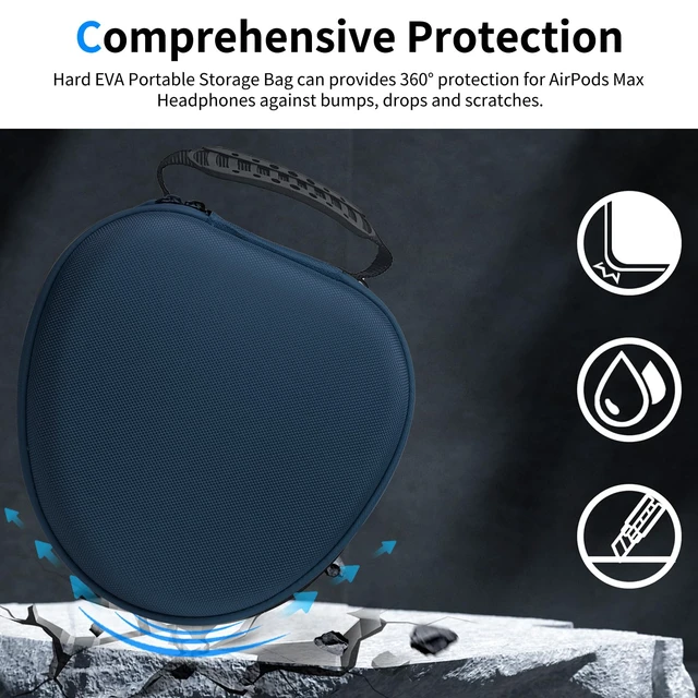 Alt view image 7 of 7 - Hard Case for AirPods Max 2 Supports Sleep Mode, Travel Carrying Headphone Case with AirPods Max 2/1 Silicone Earpad Case/Ear Cups/Headband Cover, AirPod Max Protective Portable Storage Bag (Blue)