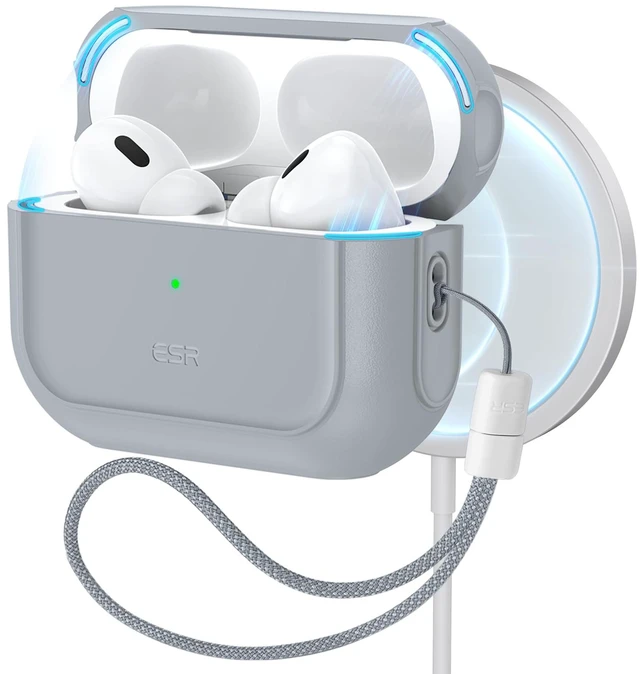 Main image of ESR for AirPods Pro 2 Case, Compatible with MagSafe, Gray | Compatible with Airpods Pro Case 2nd / 1st Generation (2023/2022/2019), Full Drop Protection Cover with Lanyard
