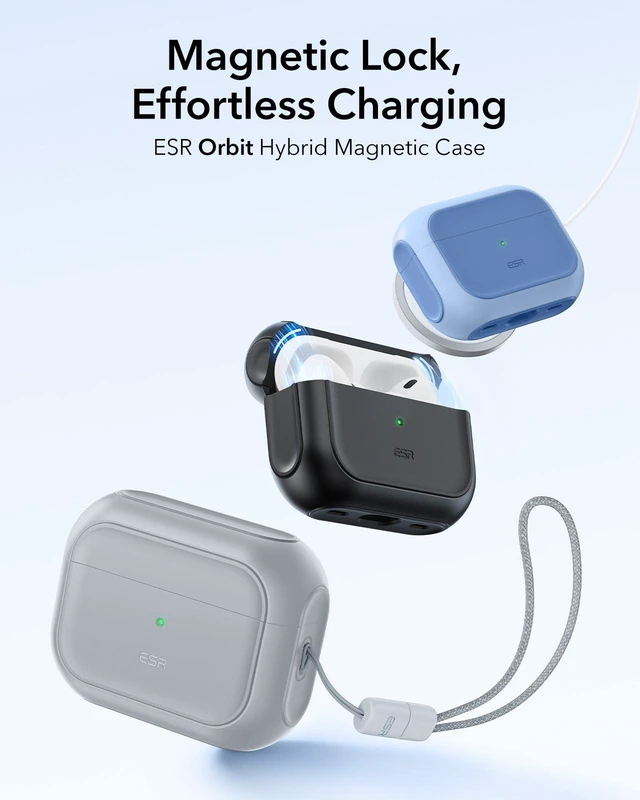 Alt view image 3 of 7 - ESR for AirPods Pro 2 Case, Compatible with MagSafe, Gray | Compatible with Airpods Pro Case 2nd / 1st Generation (2023/2022/2019), Full Drop Protection Cover with Lanyard
