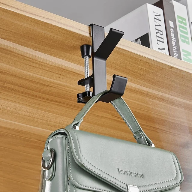 Alt view image 4 of 7 - 2Pcs Clamp-On Under Desk Headphone Holder Backpack Hook Students' Desk Hook with Adjustable Arm Clamp Women's Bag Handbag and Purse Holder - Suitable for Plate Between 1-5cm / 0.4-1.96 - Black