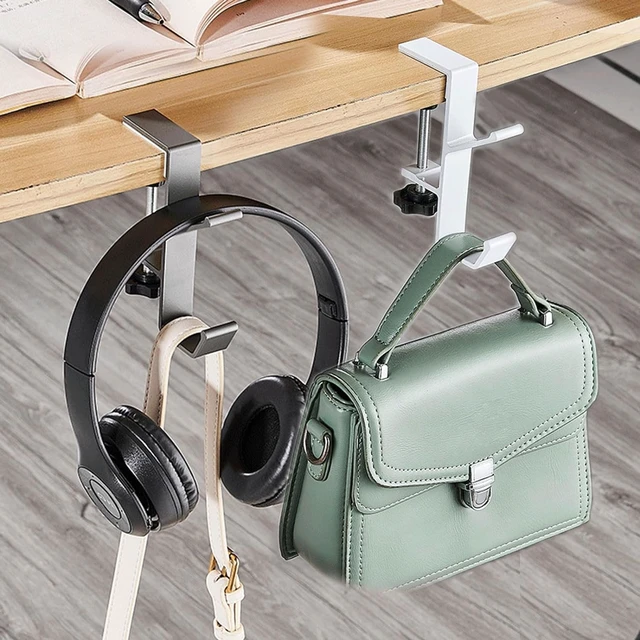 Alt view image 6 of 7 - 2Pcs Clamp-On Under Desk Headphone Holder Backpack Hook Students' Desk Hook with Adjustable Arm Clamp Women's Bag Handbag and Purse Holder - Suitable for Plate Between 1-5cm / 0.4-1.96 - Black