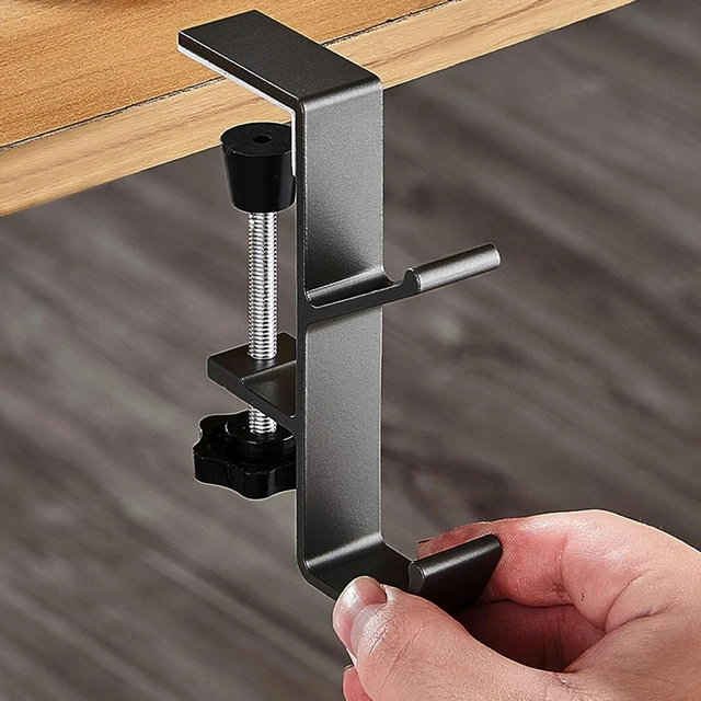 Alt view image 5 of 7 - 2Pcs Clamp-On Under Desk Headphone Holder Backpack Hook Students' Desk Hook with Adjustable Arm Clamp Women's Bag Handbag and Purse Holder - Suitable for Plate Between 1-5cm / 0.4-1.96 - Black