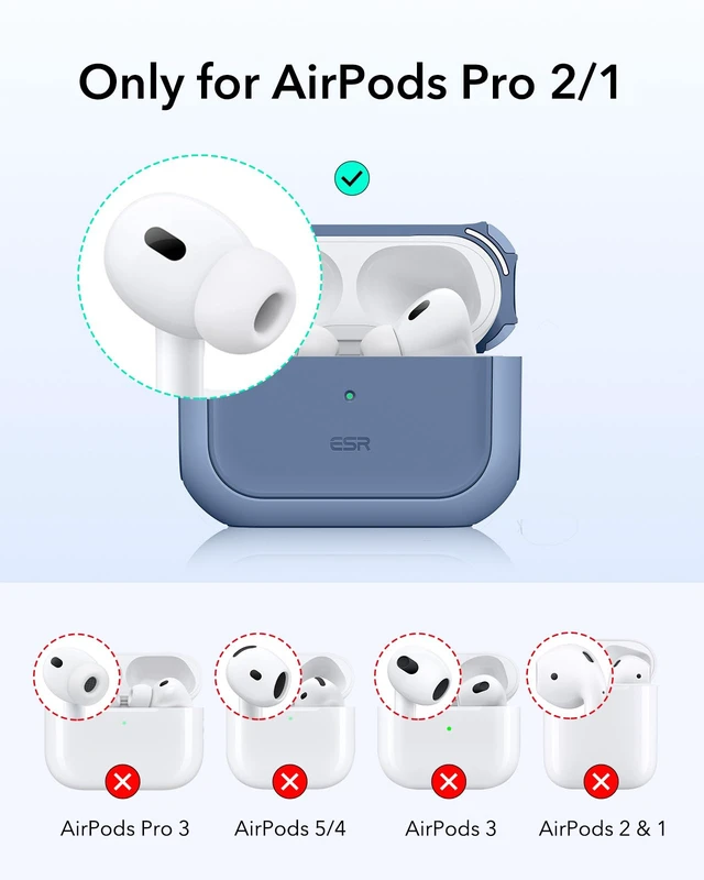 Alt view image 2 of 7 - ESR for AirPods Pro 2 Case, Compatible with MagSafe, Blue | Compatible with Airpods Pro Case 2nd / 1st Generation (2023/2022/2019), Full Drop Protection Cover with Lanyard