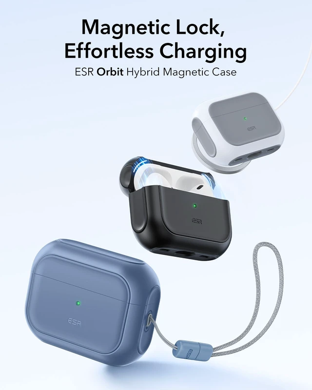 Alt view image 3 of 7 - ESR for AirPods Pro 2 Case, Compatible with MagSafe, Blue | Compatible with Airpods Pro Case 2nd / 1st Generation (2023/2022/2019), Full Drop Protection Cover with Lanyard