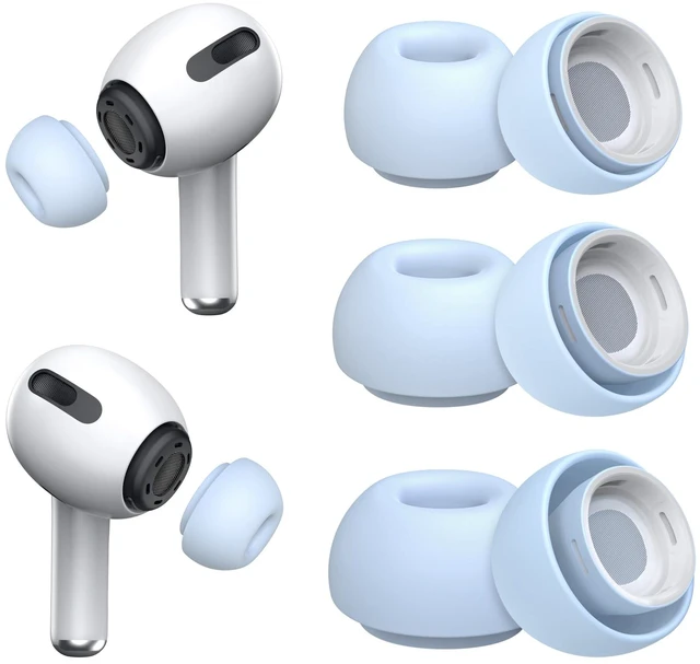 Main image of 3 Pairs Replacement Ear Tips for AirPods Pro 2nd & 1st(S/M/L, Light Blue) | with Noise Reduction Hole, Silicone Ear Tips with Portable Storage Box, Fit in the Charging Case