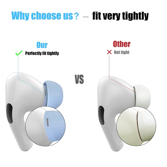 Alt view image 5 of 6 - 3 Pairs Replacement Ear Tips for AirPods Pro 2nd & 1st(S/M/L, Light Blue) | with Noise Reduction Hole, Silicone Ear Tips with Portable Storage Box, Fit in the Charging Case