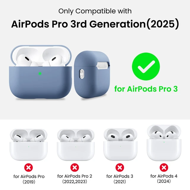 Alt view image 2 of 7 - ORNARTO for AirPods Pro 3 Case, Hybrid Silicone, Fresh Mint | Hybrid Silicone Rubber, Front LED Visible, Wireless Charging, Skin-Friendly Soft Touch, Anti-Scratch, Detachable Lanyard