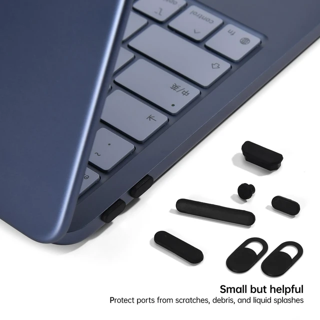Alt view image 4 of 7 - CaseBuy Apple MacBook Neo Accessories, 7Pack Dust Plug Covers for Neo 13" | for 2026 New MacBook Neo 13 inch with Apple A18 Pro Chip A3404, Silicone Dust Plug for USB-C, Headphone & 2PCS Webcam Cover