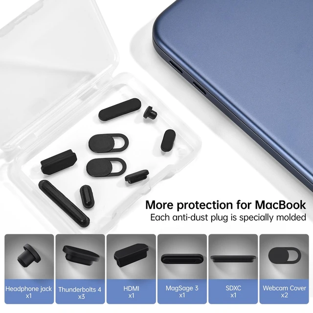 Alt view image 3 of 7 - CaseBuy Apple MacBook Neo Accessories, 7Pack Dust Plug Covers for Neo 13" | for 2026 New MacBook Neo 13 inch with Apple A18 Pro Chip A3404, Silicone Dust Plug for USB-C, Headphone & 2PCS Webcam Cover