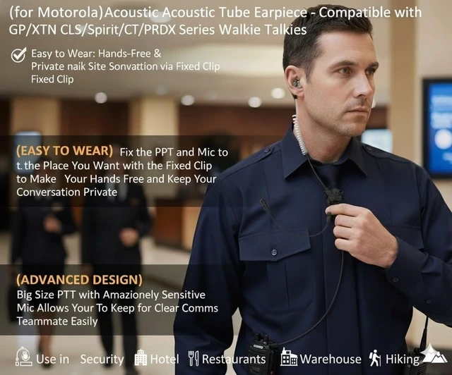 Alt view image 2 of 7 - KCTIN Earpieces for Motorola Walkie Talkies with Mic 2 Pin Acoustic Tube Headset and PPT for CP200 GP2000 XU1100 PRO1150 MU12 (2 Pack)