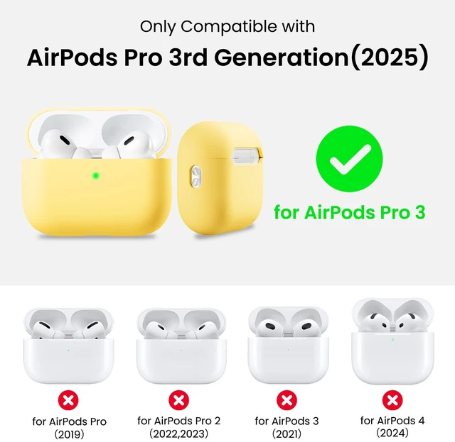 Alt view image 2 of 7 - ORNARTO for AirPods Pro 3 Case, Hybrid Silicone, Buttercream Yellow | Hybrid Silicone Rubber, Front LED Visible, Wireless Charging, Skin-Friendly Soft Touch, Anti-Scratch, Detachable Lanyard
