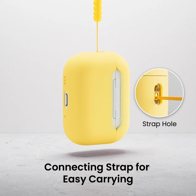 Alt view image 3 of 7 - ORNARTO for AirPods Pro 3 Case, Hybrid Silicone, Buttercream Yellow | Hybrid Silicone Rubber, Front LED Visible, Wireless Charging, Skin-Friendly Soft Touch, Anti-Scratch, Detachable Lanyard
