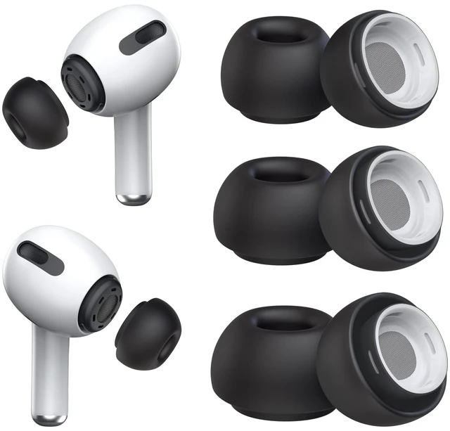 Main image of 3 Pairs Replacement Ear Tips for AirPods Pro 2nd & 1st(S/M/L, Black) | with Noise Reduction Hole, Silicone Ear Tips with Portable Storage Box, Fit in the Charging Case