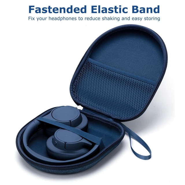 Alt view image 6 of 7 - Ginsco Universal Headphone Case Compatible with JBL Tune 510BT 720BT, Sony WH-CH 720N/WH-CH520, with Bose/JBL/Soundcore Life Q20i Q30/BERIBES/TOZO/KVIDIO etc Over-Ear Headphones (Blue)