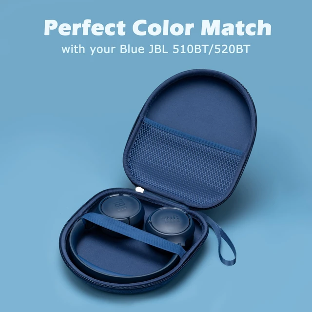 Alt view image 5 of 7 - Ginsco Universal Headphone Case Compatible with JBL Tune 510BT 720BT, Sony WH-CH 720N/WH-CH520, with Bose/JBL/Soundcore Life Q20i Q30/BERIBES/TOZO/KVIDIO etc Over-Ear Headphones (Blue)