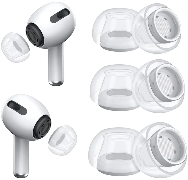 Main image of 3 Pairs Replacement Ear Tips for AirPods Pro 2nd & 1st(S/M/L, Clear) | with Noise Reduction Hole, Silicone Ear Tips with Portable Storage Box, Fit in the Charging Case
