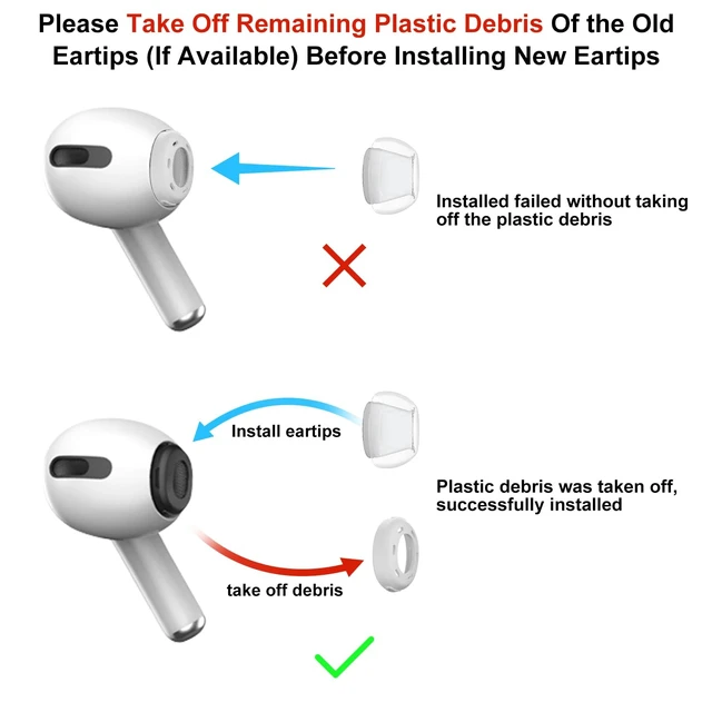 Alt view image 2 of 6 - 3 Pairs Replacement Ear Tips for AirPods Pro 2nd & 1st(S/M/L, Clear) | with Noise Reduction Hole, Silicone Ear Tips with Portable Storage Box, Fit in the Charging Case