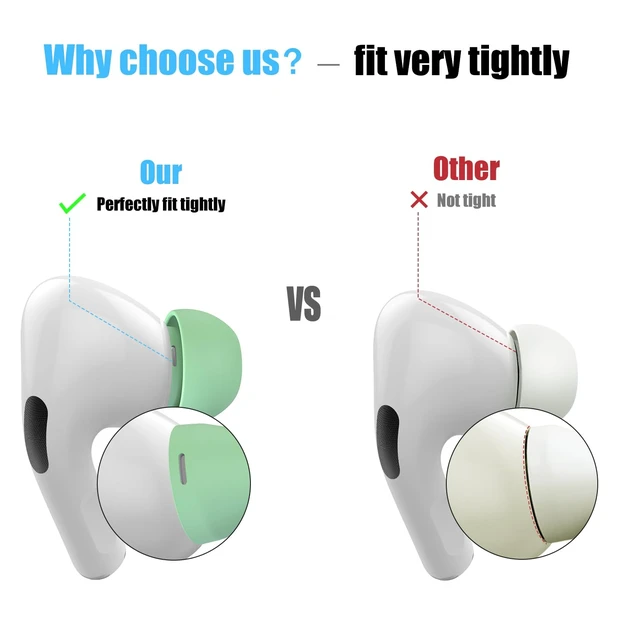 Alt view image 5 of 6 - 3 Pairs Replacement Ear Tips for AirPods Pro 2nd & 1st(S/M/L, Mint Green) | with Noise Reduction Hole, Silicone Ear Tips with Portable Storage Box, Fit in the Charging Case