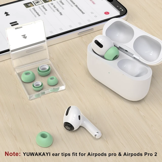 Alt view image 6 of 6 - 3 Pairs Replacement Ear Tips for AirPods Pro 2nd & 1st(S/M/L, Mint Green) | with Noise Reduction Hole, Silicone Ear Tips with Portable Storage Box, Fit in the Charging Case