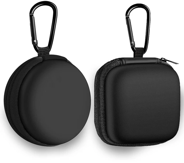 Main image of Woyinger Square + Round Earbud Case Portable EVA Carrying Case Storage Bag Cell Phone Accessories Organizer with Carabiner for Earphone, Earbud, Earpieces, SD Memory Card, Camera Chips,Black