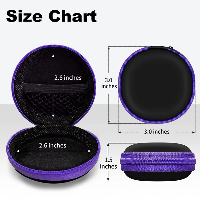 Alt view image 5 of 7 - Woyinger Square + Round Earbud Case Portable EVA Carrying Case Storage Bag Cell Phone Accessories Organizer with Carabiner for Earphone, Earbud, Earpieces, SD Memory Card, Camera Chips,Black
