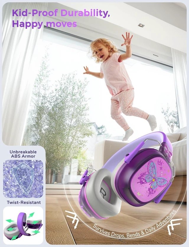 Alt view image 6 of 6 - iClever Noise Cancelling Headphones for Kids Adult Bluetooth Ear Protection | SafeSound Tech, 60H PlayTime, Kids Wireless Noise Reduction Headphones for Autism Fireworks Event Monster Jam Concert,
