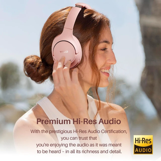 Alt view image 3 of 7 - Hybrid Active Noise Cancelling Headphones, Hi Res Audio Wireless Over Ear Bluetooth Headset, 60H Playtime, Custom EQ via App Deep Bass Comfort Fit Ear Cups, for Home Office Travel