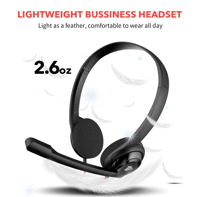 Alt view image 2 of 6 - NUBWO HW02 USB C/3.5mm Headset with Mic for Laptop, Phone,Headphones with Noise Cancelling Microphone for Computer, On-Ear Wired Office Call Center Headset for Boom SkypeWebinars, in-line Control