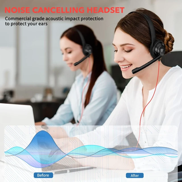Alt view image 3 of 6 - NUBWO HW02 USB C/3.5mm Headset with Mic for Laptop, Phone,Headphones with Noise Cancelling Microphone for Computer, On-Ear Wired Office Call Center Headset for Boom SkypeWebinars, in-line Control