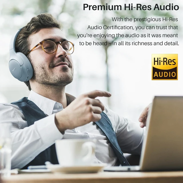 Alt view image 2 of 7 - Hybrid Active Noise Cancelling Headphones, Hi Res Audio Wireless Over Ear Bluetooth Headset, 60H Playtime, Custom EQ via App Deep Bass Comfort Fit Ear Cups, for Home Office Travel
