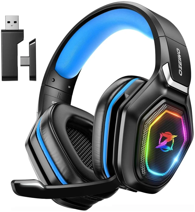 Main image of Ozeino 2.4GHz Gaming Headset Wireless with Flip Mic for Ps5, Ps4, PC, Gaming Headphones with RGB Light, 40Hr Battery Bluetooth Headset for Laptop, Mobile, Mac