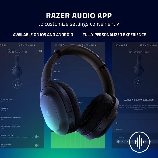 Alt view image 6 of 6 - Razer Barracuda Wireless Gaming & Mobile Headset, 2.4GHz + Bluetooth, Black | Integrated Noise-Cancelling Mic, 50mm Drivers, 40 Hr Battery, for PC, PlayStation, Switch 2, Android, iOS