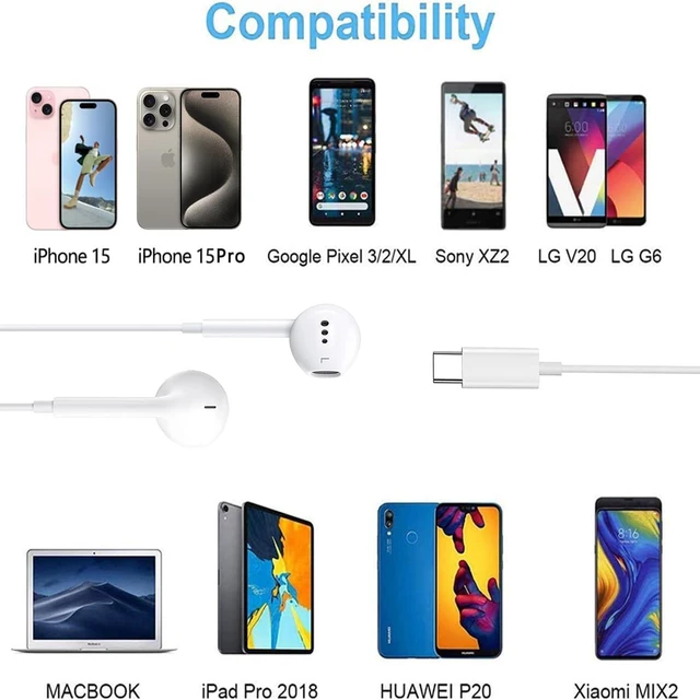 Alt view image 5 of 7 - USB C Headphones Wired for iPhone 17/16, Type C Earphones with Microphone & Remote Noise Cancelling Earbuds for iPhone 16/15 Pro Max, iPad, Galaxy S23/S22/S21/S20, Pixel 7/6/5/4
