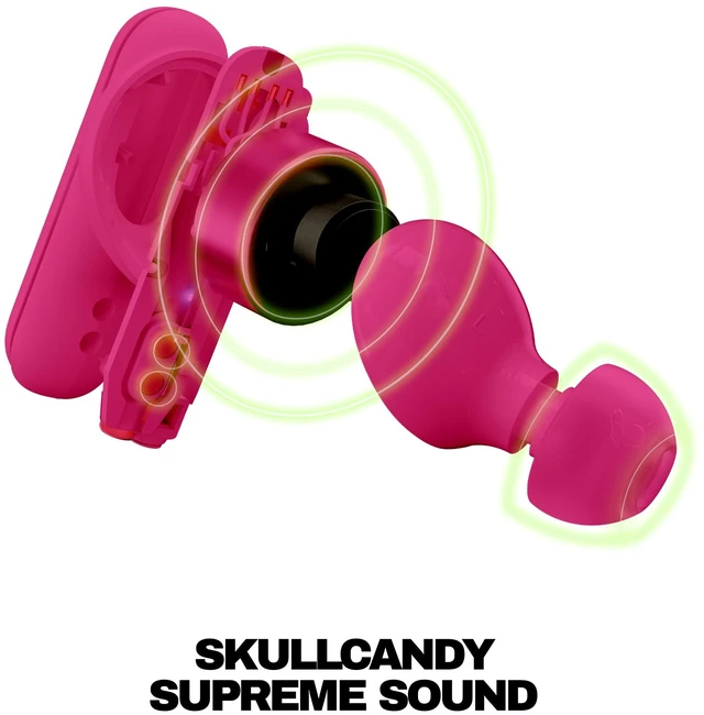 Alt view image 3 of 7 - Skullcandy Smokin Buds Wireless Noise Isolating Earbuds - Pink | In-Ear Fit, Bluetooth, 20 Hours Battery, IPX4 Sweat and Water Resistant, Microphone for iPhone Android, Commuting, Studying
