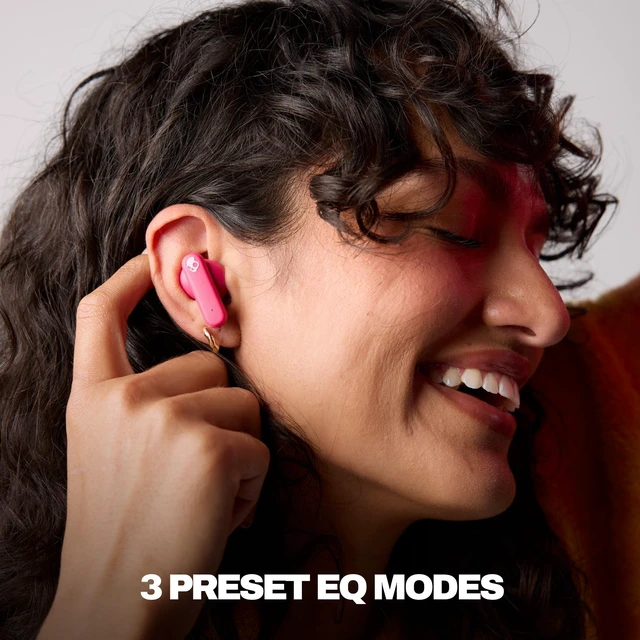 Alt view image 2 of 7 - Skullcandy Smokin Buds Wireless Noise Isolating Earbuds - Pink | In-Ear Fit, Bluetooth, 20 Hours Battery, IPX4 Sweat and Water Resistant, Microphone for iPhone Android, Commuting, Studying