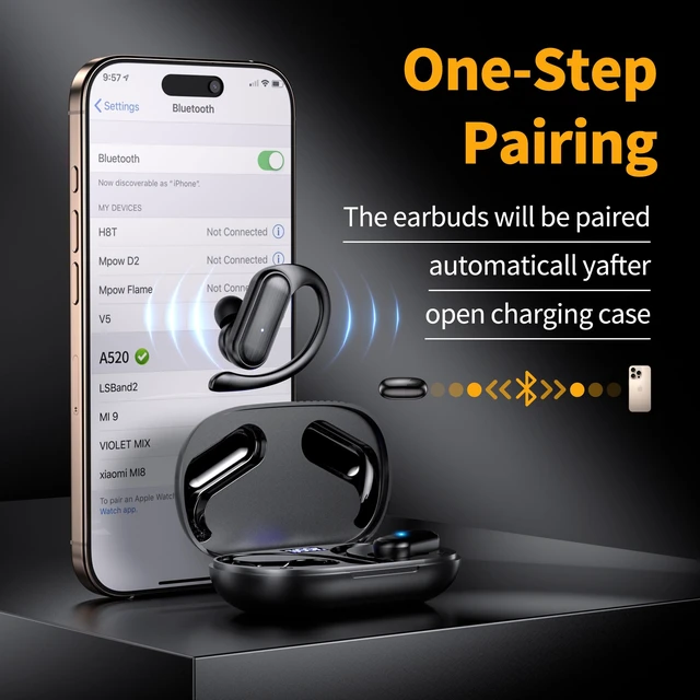 Alt view image 3 of 7 - AIEDILSU Wireless Earbuds, Sports Bluetooth Headphones,90Hrs Playtime Ear Buds with LED Power Display, Noise Canceling Headset, IPX7 Waterproof Earphones-Black