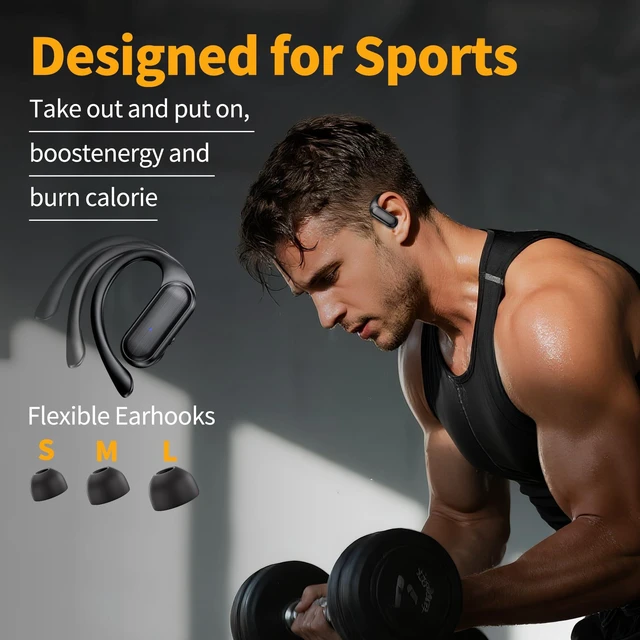 Alt view image 6 of 7 - AIEDILSU Wireless Earbuds, Sports Bluetooth Headphones,90Hrs Playtime Ear Buds with LED Power Display, Noise Canceling Headset, IPX7 Waterproof Earphones-Black