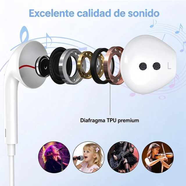 Alt view image 4 of 7 - 2 Pack-USB C Headphones for iPhone 18/17/16/15 Pro Max Plus Type C Earbuds | with Microphone & Remote Noise Cancelling Earphones for iPhone 18/17/16/15 Pro Max Plus,iPad,Galaxy S26/S25/Ultra Note
