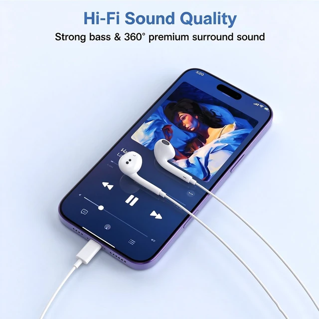 Alt view image 6 of 7 - 2 Pack-USB C Headphones for iPhone 18/17/16/15 Pro Max Plus Type C Earbuds | with Microphone & Remote Noise Cancelling Earphones for iPhone 18/17/16/15 Pro Max Plus,iPad,Galaxy S26/S25/Ultra Note