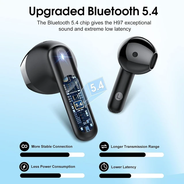 Alt view image 4 of 7 - Wireless Earbuds, 2026 Bluetooth 5.4 Headphones with 3D Bass Stereo, 40H Ultralight In-Ear Buds, Bluetooth Earbuds with 4 ENC Noise Cancelling Mic, USB-C LED, IP7 Waterproof Earphones for Android iOS