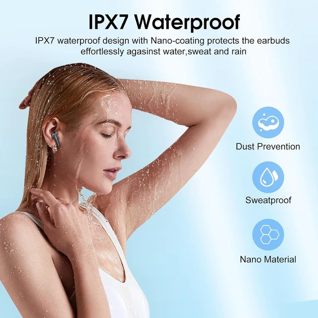 Alt view image 7 of 7 - Wireless Earbuds, 2026 Bluetooth 5.4 Headphones with 3D Bass Stereo, 40H Ultralight In-Ear Buds, Bluetooth Earbuds with 4 ENC Noise Cancelling Mic, USB-C LED, IP7 Waterproof Earphones for Android iOS